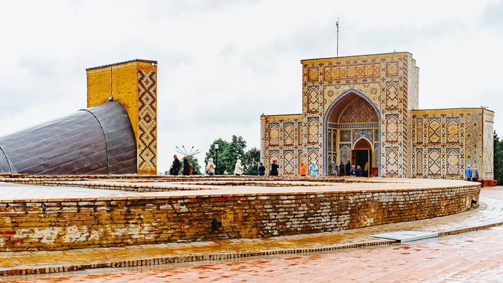 Ulugh Beg Observatory in Samarkand with underground sextant structure and entrance building